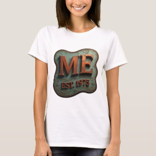 Camiseta Diseño gráfico naranja ME EST 1975 llamativo