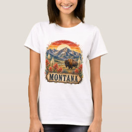 Camiseta Diseño gráfico PNG de las montañas de Montana vint