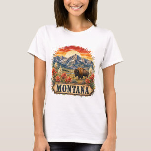 Camiseta Diseño gráfico PNG de las montañas de Montana vint