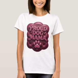 Camiseta Diseño gráfico PROUD DOG MAMA rosa limpio