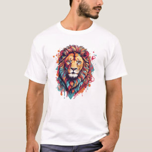 Camiseta Diseño gráfico psicodélico con león