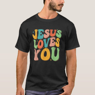 Camiseta Diseño gráfico retro con estilo groovy Jesús te am