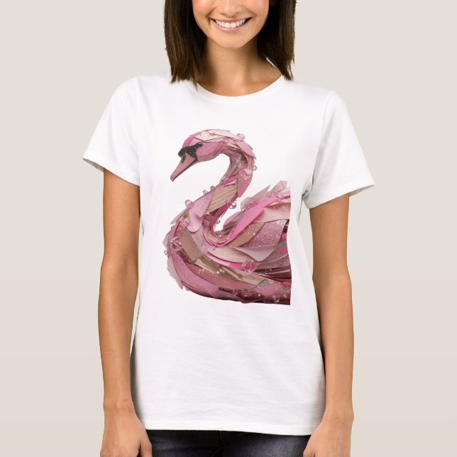 Camiseta Diseño gráfico Statement Silver PINK SWAN (Anverso)