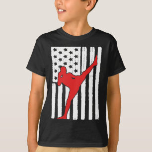 Camiseta Diseño Gráfico Tema Muay Thai Bandera Americana Ki