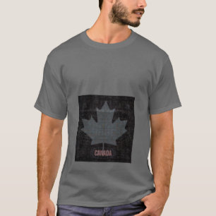 Camiseta Diseño gris y negro de la bandera de la hoja de