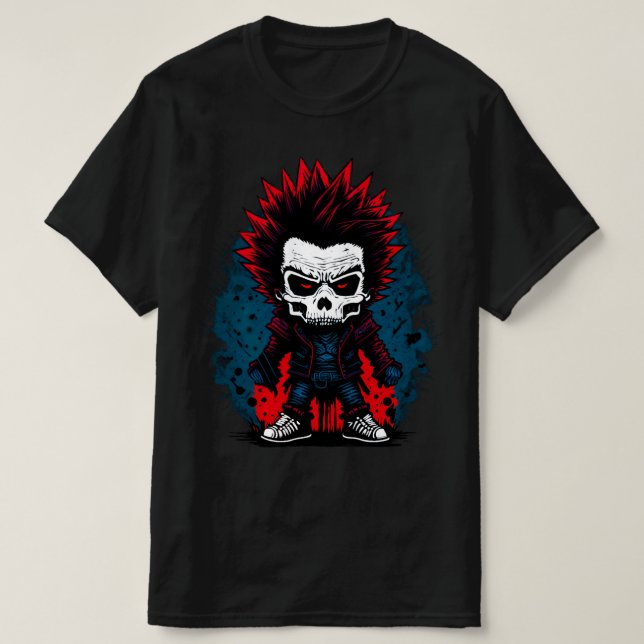 Camiseta Diseño Guay de cráneo brillante zombis de rock pun (Diseño del anverso)