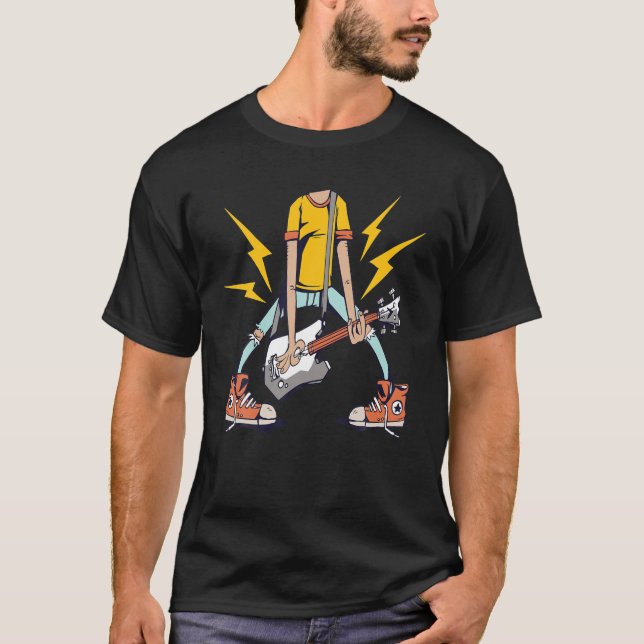 Camiseta Diseño Guitariano Sin Cabeza Para Guitarra, Bass,  (Anverso)