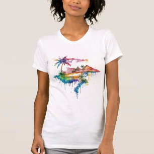 Camiseta Diseño hawaiano con manchas coloridas