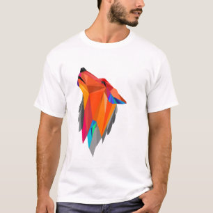 Camiseta Diseño hecho a mano geométrico del arte del lobo