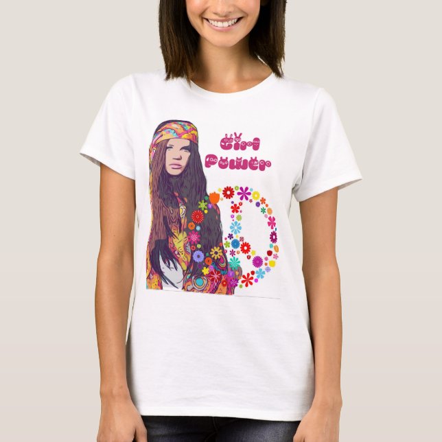 Camiseta Diseño hippie de potencia Chica (Anverso)