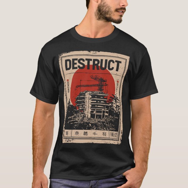 Camiseta Diseño industrial de deterioro de la demolición ur (Anverso)