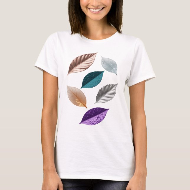 Camiseta Diseño ingenioso de texto LEAFY plateado (Anverso)