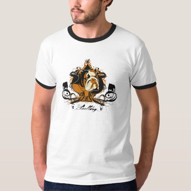 Camiseta Diseño inglés artístico de la raza del bulldog (Anverso)