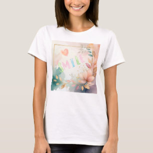 Camiseta Diseño inspirador de acuarela floral "Sonrisa"