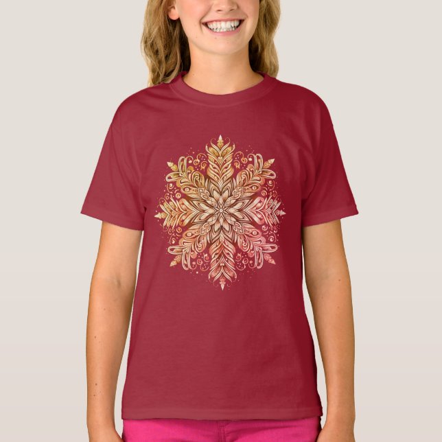 Camiseta Diseño intrincado de copo de nieve (Anverso)