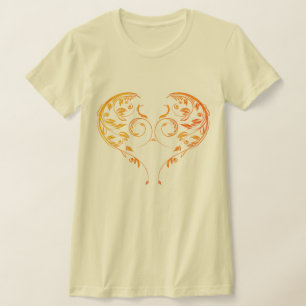 Camiseta Diseño Intrincado de Corazón Floral Ornado con Rem