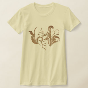 Camiseta Diseño Intrincado de Remolino y Hojas Botánicas Or