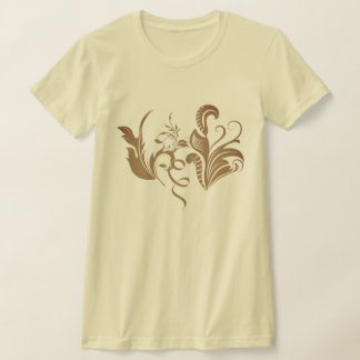 Camiseta Diseño Intrincado de Remolino y Hojas Botánicas Or