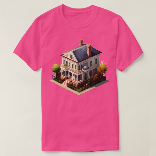 Camiseta Diseño isométrico de la casa Charleston del Sur (Diseño del anverso)