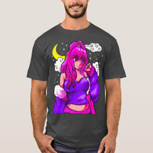 Camiseta diseño japonés de anime y chica manga