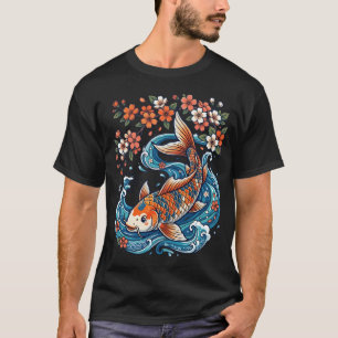 Camiseta Diseño japonés de Sakura y agua fluyente