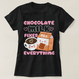 Camiseta Diseño Kawaii de Leche con Chocolate Adorable