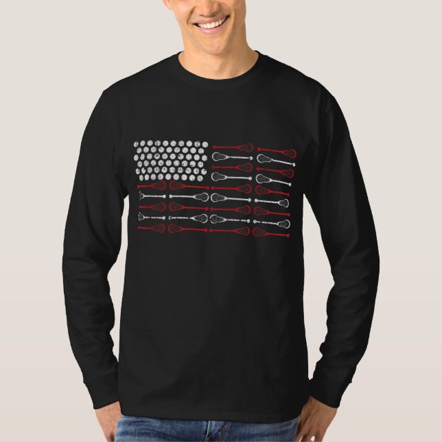 Camiseta Diseño Lacrosse American Flag Lax Mom (Anverso)