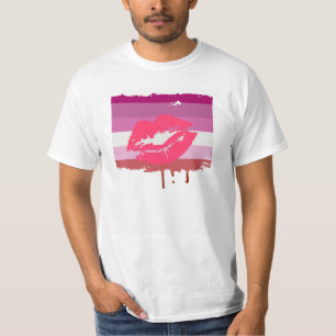 CAMISETA DISEÑO LESBIANO DE LAS RAYAS DE LA BANDERA DEL