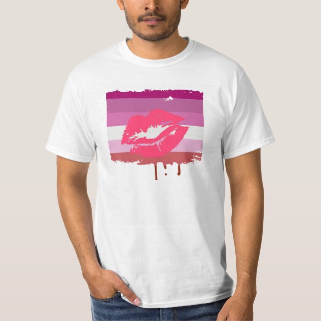 CAMISETA DISEÑO LESBIANO DE LAS RAYAS DE LA BANDERA DEL (Anverso)