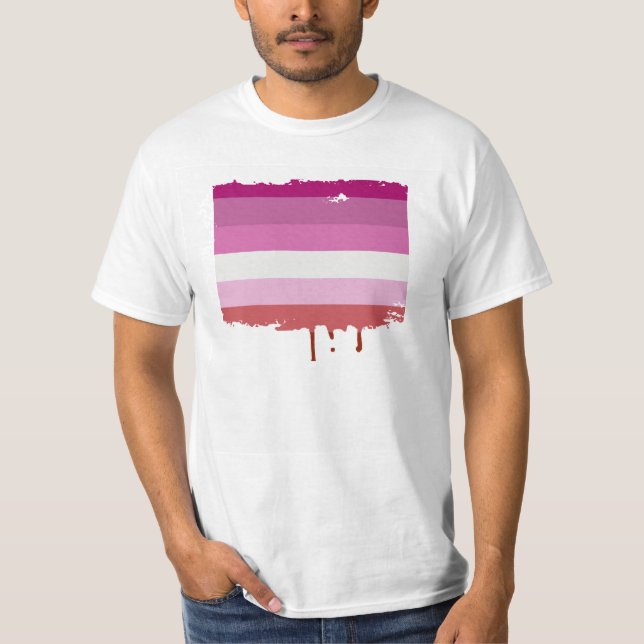 CAMISETA DISEÑO LESBIANO DE LAS RAYAS DEL ORGULLO (Anverso)