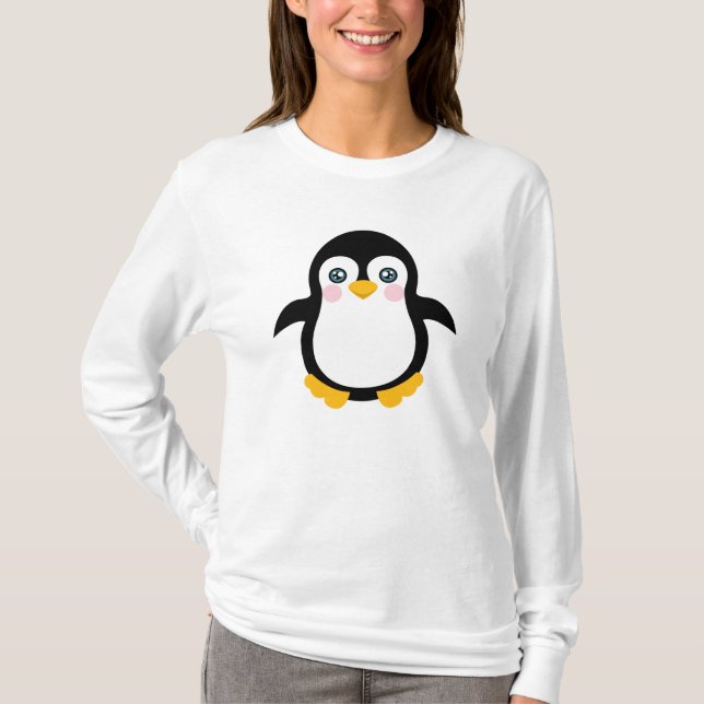 Camiseta Diseño lindo del pingüino del dibujo animado (Anverso)