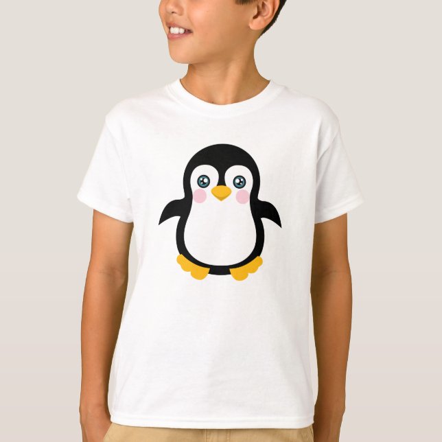 Camiseta Diseño lindo del pingüino del dibujo animado (Anverso)