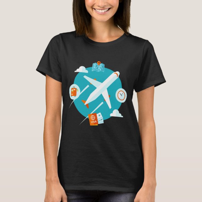 Camiseta Diseño lindo tema avión (Anverso)