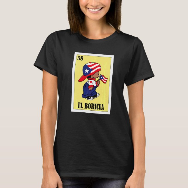 Camiseta Diseño lotería puertorriqueña Bingo mexicano El Bo (Anverso)