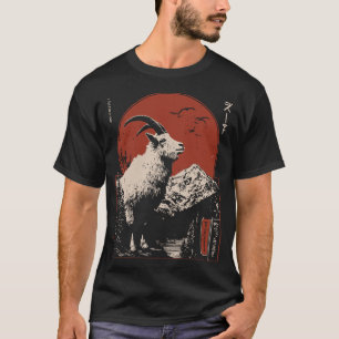 Camiseta Diseño majestuoso de la fauna alpina de la cabra d