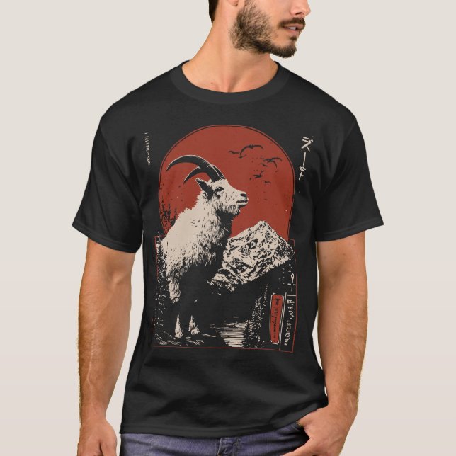 Camiseta Diseño majestuoso de la fauna alpina de la cabra d (Anverso)