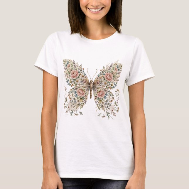 Camiseta diseño mariposa flor (Anverso)