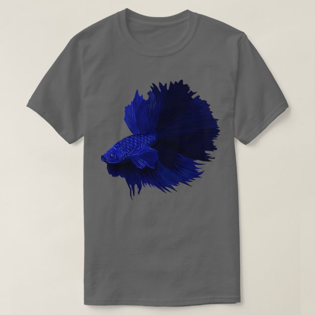 Camiseta Diseño masculino de peces Betta azul Splendens (Diseño del anverso)