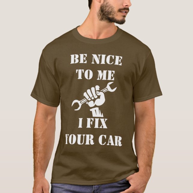 Camiseta Diseño Mecánico Divertido Para Hombres Reparación  (Anverso)
