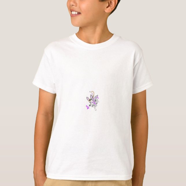Camiseta Diseño Mehndi Boho Blanco, Morado y Naranja en neg (Anverso)
