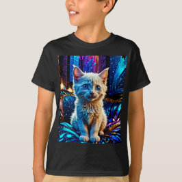 Camiseta Diseño metálico Gatito Blanco
