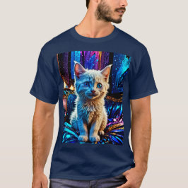 Camiseta Diseño metálico Gatito Blanco