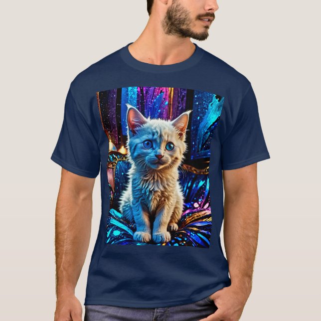 Camiseta Diseño metálico Gatito Blanco (Anverso)