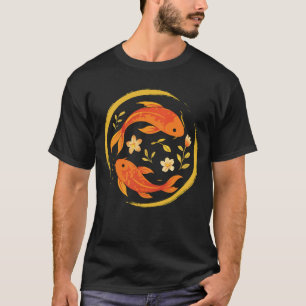 Camiseta Diseño minimalista de pez koi naranja elegante jap