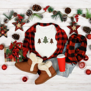 Camiseta Diseño minimalista de tres árboles de Navidad