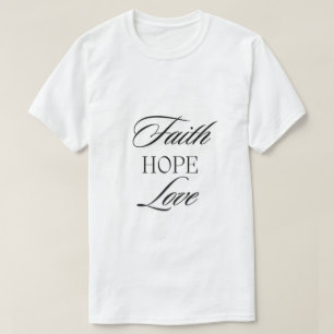 Camiseta Diseño minimalista Fe, Esperanza y Amor