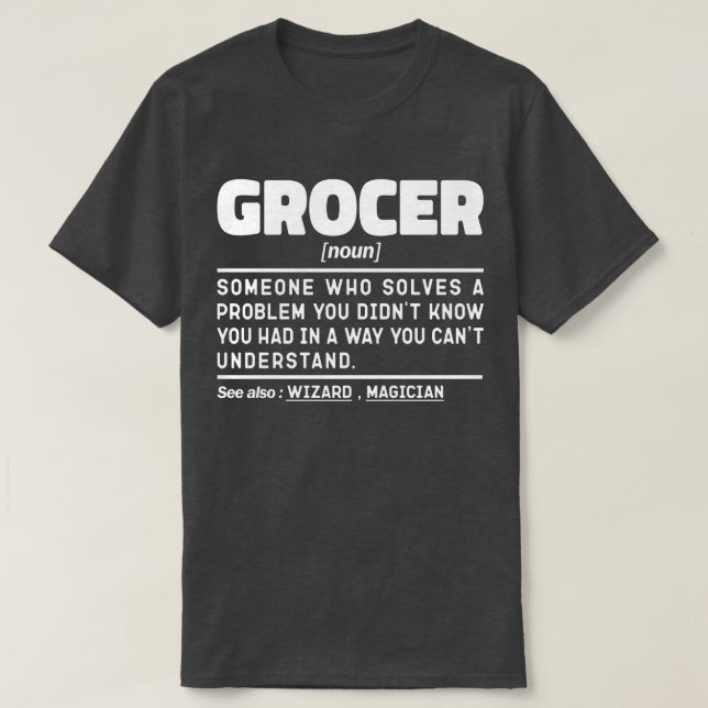Camiseta Diseño Minimalista Grocer Noun Definition Grocery (Diseño del anverso)