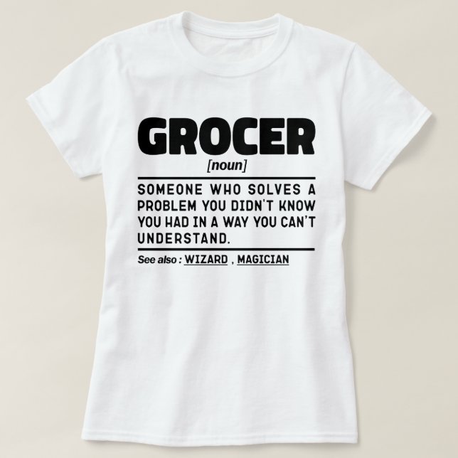 Camiseta Diseño Minimalista Grocer Noun Definition Grocery (Diseño del anverso)