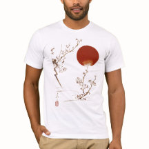 Diseño minimalista zen japonés de sol y rama de ci