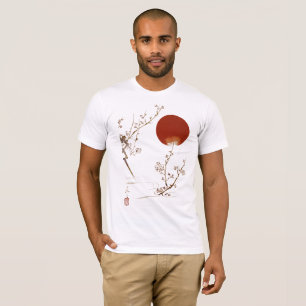 Camiseta Diseño minimalista zen japonés de sol y rama de ci